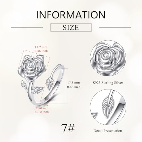 Urn Ring for Ashes Sterling Silver Adjustable Flower Cremation Rings Memorial Keepsakes Jewelry Gifts for Human Pet