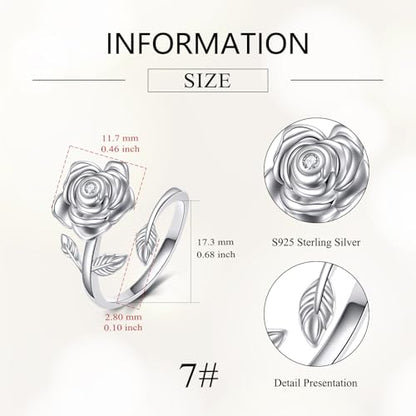 Urn Ring for Ashes Sterling Silver Adjustable Flower Cremation Rings Memorial Keepsakes Jewelry Gifts for Human Pet