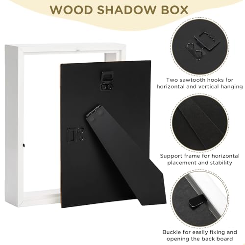 2 Pack Shadow Box Frame 11"x 14" - Wood Deep Shadowbox with Glass - size: 11×14-2pcs-white