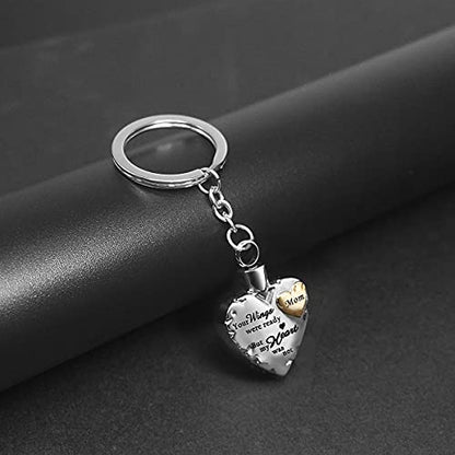 Your Wings were Ready but My Heart was Not Stainless Steel Cremation Jewelry for Ash Urn Keychain Gold Mom