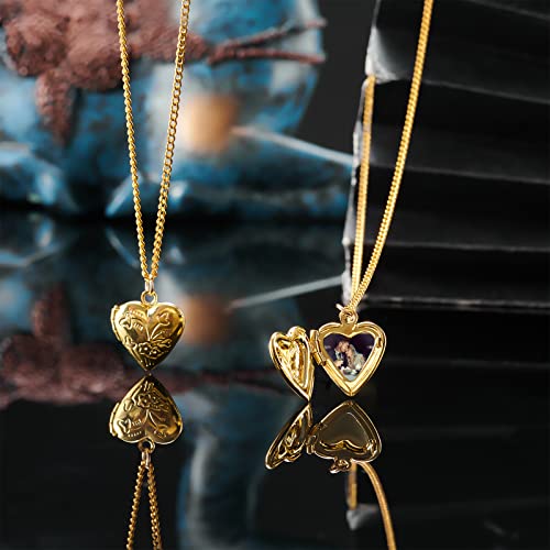PH PandaHall Golden Locket Charms, 20pcs Brass Locket Pendants Photo Frame Charms Metal Heart Pendants Heart Charms Memory Photo Pendant for DIY Memorial Necklace Jewelry DIY Craft Mother's Day Decor