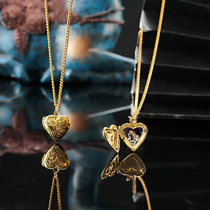 PH PandaHall Golden Locket Charms, 20pcs Brass Locket Pendants Photo Frame Charms Metal Heart Pendants Heart Charms Memory Photo Pendant for DIY Memorial Necklace Jewelry DIY Craft Mother's Day Decor
