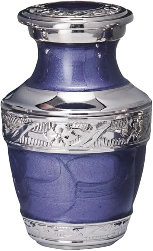 BOLD & DIVINE Small Silver Linings Purple Keepsake Urns for Human Ashes Handcrafted Mini Urn Set of 4 with Box and Velvet Bags Aluminum - size: Silver Linings Purple Mini Urns Set of 4