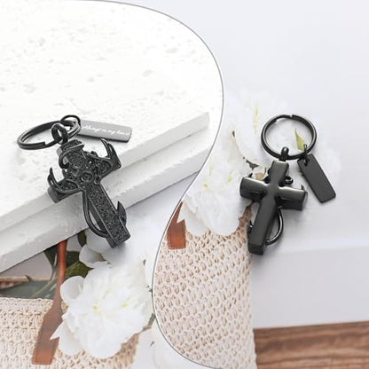 XSMZB Cross Cremation Jewelry Urn Necklace for Human Ashes Fish Hook Memorial Urn Pendant Deer Antler Cross Ashes Holder Keepsake Jewelry - color: Black Always