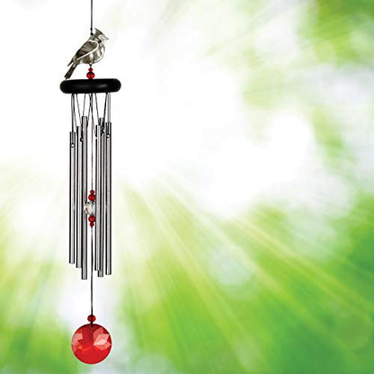 Woodstock Chimes Signature Collection, Crystal Cardinal Chime, 18'' Decor Designs Wind Chimes for Outdoor, Patio, Home or Garden Décor (WFCRD)