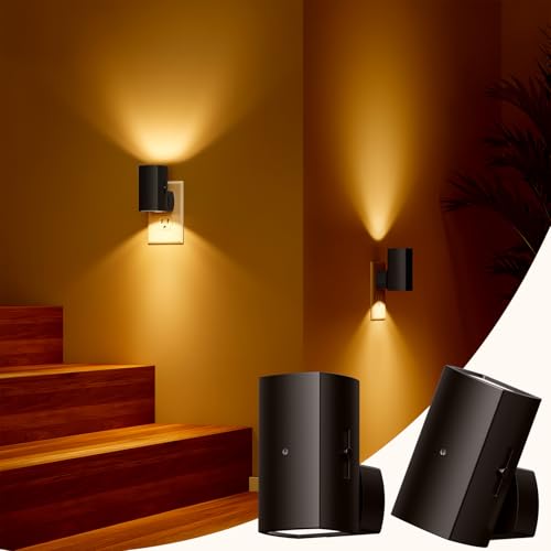 Brightown 2 Pack White Night Lights with Rotating Plug, Amber - color: Amber, size: 2 PACK Black