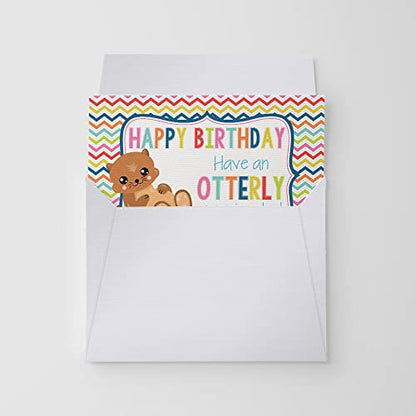 Adorable Otter OTTERLY Amazing Day Birthday Pun Themed Single (1) All Occasion Blank Birthday Card To Send To Friends & Family, 4"x 6" (when folded) Fill In Greeting Note Card by AmandaCreation - style: OTTERLY Amazing Day