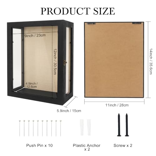 11x14x6 Extra Deep Shadow Box with 3 Removable Panels,Black - color: Black, size: 11x14x6