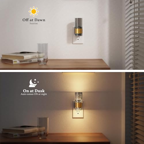 JandCase Night Lights Plug into Wall, 2 Pack Automatic LED Night Light - color: Gold Bubble-3000K, size: 2 Pack