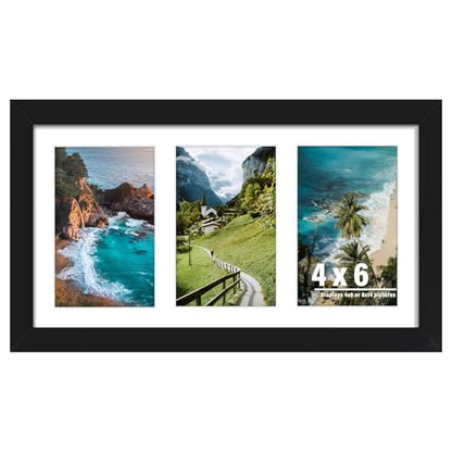 DUENPY 8x14 Collage Picture Frame Displays Three 4x6 inch Photos Black - color: Black, size: 8x14（4x6 opening）