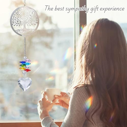 Memorial Gifts for Loss of Loved One, Unique Sympathy Gift Idea Crystal Ball Suncatcher, Rainbow Bereavement Grief Gift Box for Loss of Mom Dad Husband Son Daughter Dog,Tree of Life