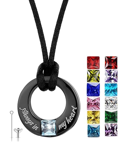 Urn Necklaces for Ashes "Always in My Heart" Ashes Necklace Cremation Jewelry Keepsake Holder Memorial Necklace - color: March
