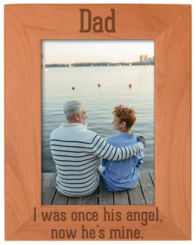 ThisWear Bereavement Dad Once Angel Now Mine Wood Frame - Portrait 5x7 - size: 5x7 Photo - Portrait