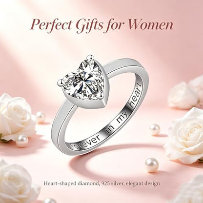 Urn Ring for Ashes Sterling Silver Urn Ring Keepsake Memorial Jewelry Gifts for Women - color: heart-2