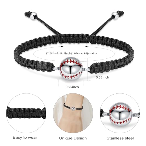 Hearbeingt Baseball Urn Bracelet for Ashes Cremation Jewelry for Women Men - color: Silver-Red