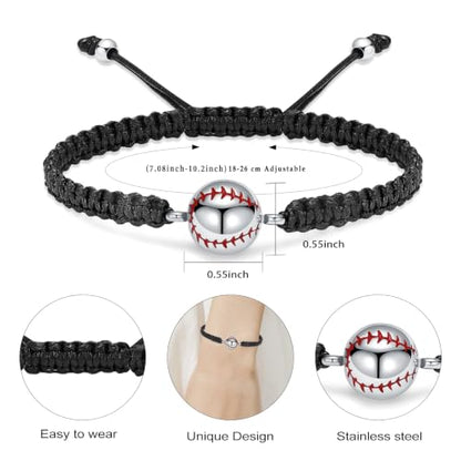 Hearbeingt Baseball Urn Bracelet for Ashes Cremation Jewelry for Women Men - color: Silver-Red