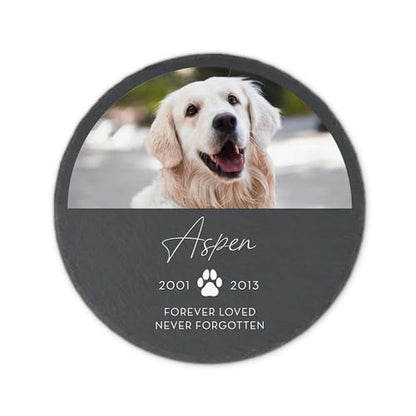 Weddingstar Custom Photo Printed 9 ⅞" Round Black Slate Garden Stone - Pet Memory - color: Pet Memory