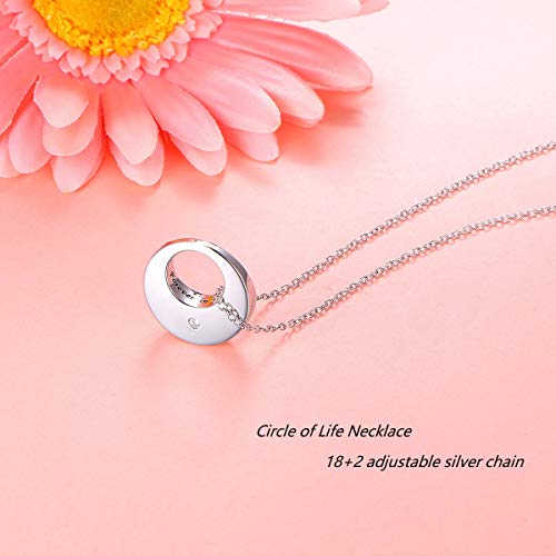 YinShan Urn Necklaces for Ashes for Women Girls Cremation Jewelry 925 Sterling Silver Eternity Memorial Forever in My Heart Ashes Keepsake, Adjustable Silver Chain 18+2 Inches - style: Circle of Life