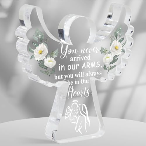 Miscarriage Gifts for Mothers, Miscarriage Condolence Gifts for Mothers, Angel Acrylic Desk Sign Decor, Grieving Gift, Sympathy Gifts for Loss of Baby, Memorial Sorry for Loss Loving Infant 4x4 inches - style: 036