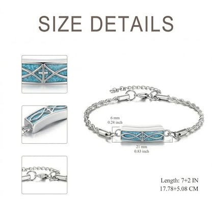 YYB Urn Bracelet for Ashes Hummingbird/Dragonfly/Butterfly/Sunflower Turquoise Locket Bracelet Cremation Memorial Jewelry Mothers Day Gifts for Women - color: Cross