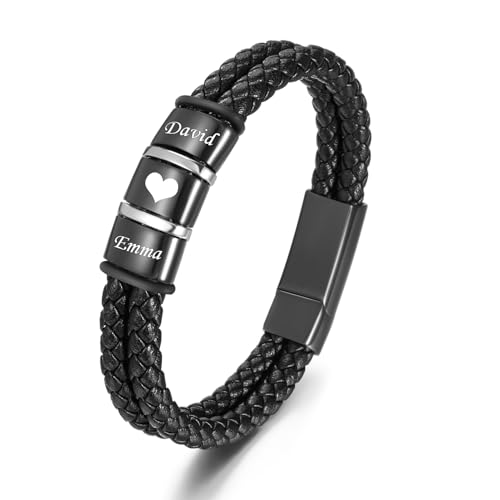 abooxiu Urn Bracelet for Ashes Leather Cremation Bracelet for Human Ashes Stainless Steel Ash Bracelets Memorial Cremation Jewelry Keepsake Bangle for Men - style: Custom Engraved Clasp