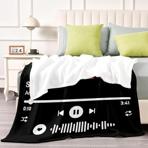 D-Story Custom Music Blanket with Picture Text Personalized Blankets and Throws Customized Fleece Photos Blanket for Adult Kid Funny Valentines Gifts for Couple Wife Husband MUS07 - color: Mus07