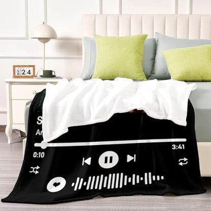 D-Story Custom Music Blanket with Picture Text Personalized Blankets and Throws Customized Fleece Photos Blanket for Adult Kid Funny Valentines Gifts for Couple Wife Husband MUS07 - color: Mus07