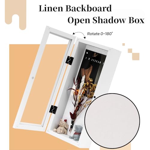 Muzilife 12.5x5 Shadow Box Wood Picture Frame, 2.16 Deep, Real Glass, White - color: White, size: 12.5x5