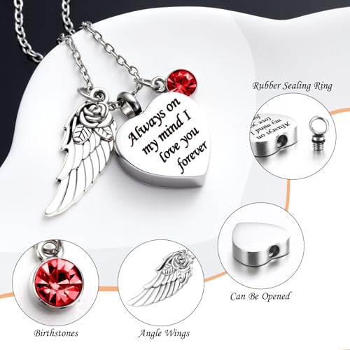 Fumete 5 Pcs Urn Necklaces for Ashes Cremation Keepsake - color: Dark Red