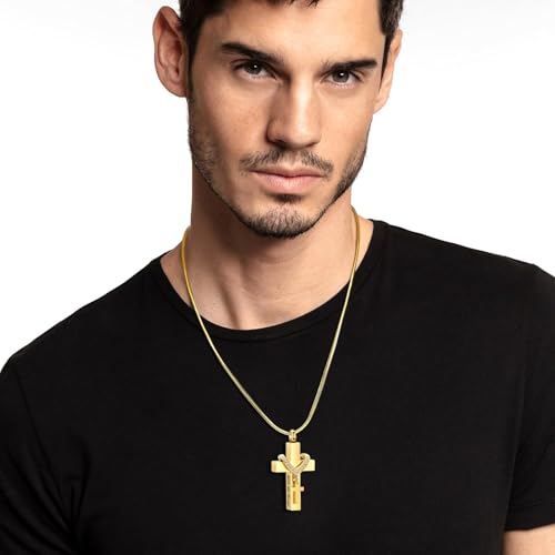 shajwo Cross Urn Necklace for Ashes Birthstone Rose Flower Cremation Jewelry for Women Gilrs Keepsake Memorial Ashes Pendant - color: B-Gold