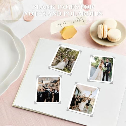 LADY&HOME Linen Wedding Guest Book for Wedding Reception-Guestbook to Sign in,Baby Shower Guest Book,Photo and Polaroid Guest Book for Bridal Shower (Emerald Green) - color: Emerald Green