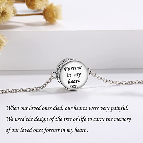 ZOEXUE Infinity/Tree of Life/Rose/Angel Wings/Heart Urn Bracelet for Ashes 925 Sterling Silver Cremation Bracelet for Ashes Keepsake Ashes Urns Jewelry Women Loved Ones - style: Tree of life urn bracelet