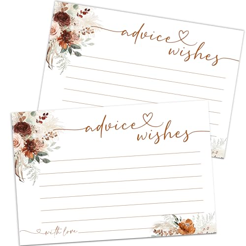 50 Pcs Advice and Wishes Cards - Wedding & Baby Shower Advice Cards, Well Wishes for Graduation, Christmas, Birthday Party Decorations(Boho) -A06 - color: Boho, size: Standard Card