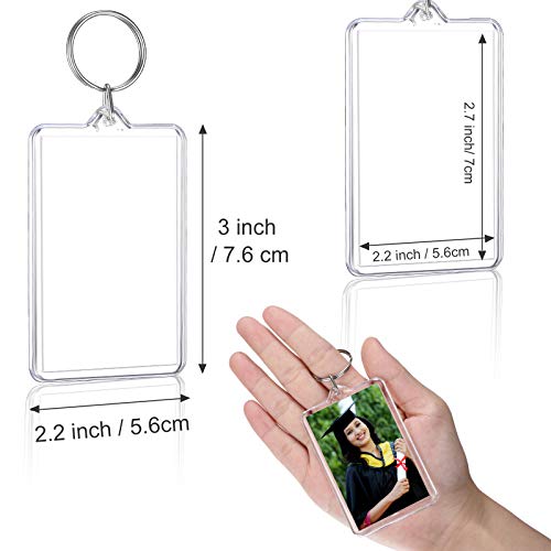 Yaomiao Acrylic Photo Frame Keychain Holder Photo Picture Insert Blank Keyring for DIY Craft - size: 2 x 3 Inch