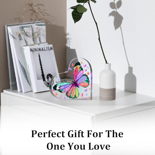 17th Birthday Acrylic Sign, 4" x 4" Butterfly Birthday Sign, Heart-Shaped, Multi-Color, Tabletop Decor - style: 17th Birthday