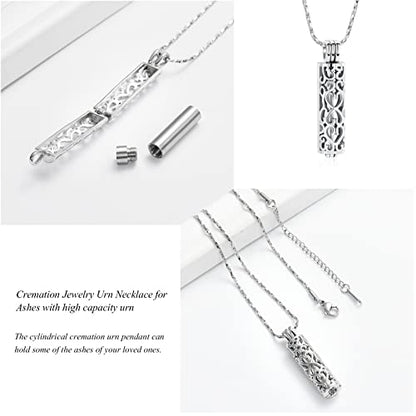 Imrsanl Cylinder Cremation Urn Necklace for Ashes of Loved One - color: Silver