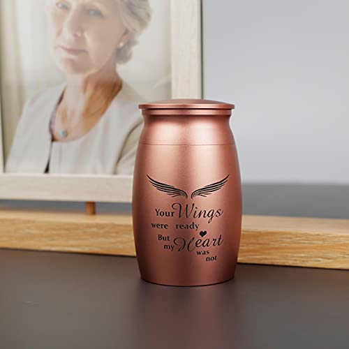 Twotigers Small Metal Rose Gold Keepsake Urns for Human Ashes, with Frame - color: Rose Gold
