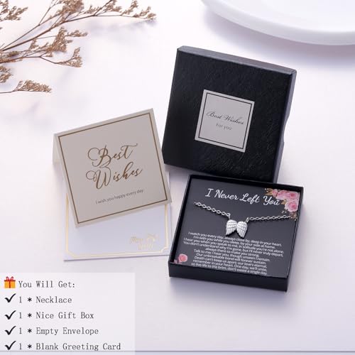 Ralukiia Angel Wings Necklace Gift from Heaven, Memorial Gifts for Loss of Loved One, Mourning Jewelry, Thinking of You Gift, Letter from Heaven Sympathy Condolence - style: silver