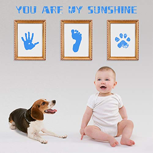 Ink Pad, 5x4'' Washable Non-Toxic Ink Stamp Pad for Baby Footprint Handprint, Sky Blue - color: Sky Blue