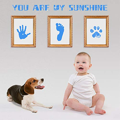 Ink Pad, 5x4'' Washable Non-Toxic Ink Stamp Pad for Baby Footprint Handprint, Sky Blue - color: Sky Blue