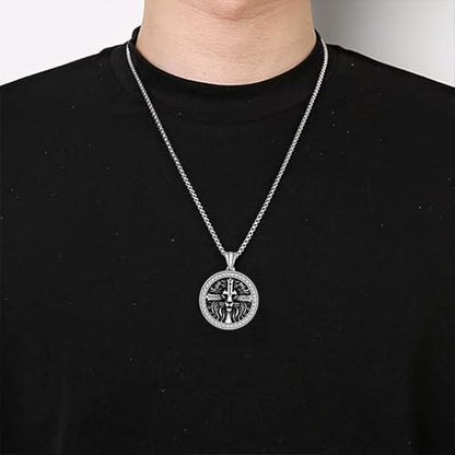 925 Sterling Silver Patron Saint Necklace Amulet Miraculous Medal Pendant Jewelry for Men Women with Friendship Talisman Travel Inspirational Gifts - color: black-G