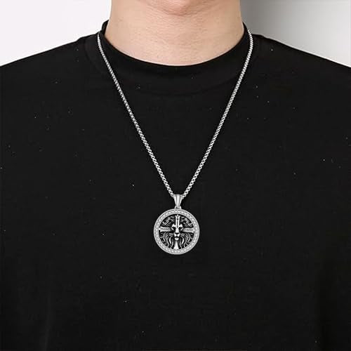 925 Sterling Silver Patron Saint Necklace Amulet Miraculous Medal Pendant Jewelry for Men Women with Friendship Talisman Travel Inspirational Gifts - color: black-G