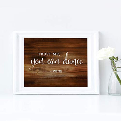 Andaz Press Wedding Party Signs, Rustic Wood Print, 8.5x11-inch, Trust Me, You Can Dance - Wine, 1-Pack, Unframed - color: Bar Trust Me Wine