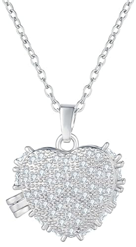 YOUFENG Love Heart Locket Necklace that Holds Pictures Photo Locket Birthday Gifts - style: Silver-plated Openwork