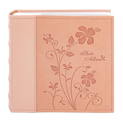 Photo Album Hold 200 4x6 Photos with Memo Writing Space (Pink) | Faux Leather Picture Book Fits 4x6 Photo, 200 Pockets Great for Wedding Family Holidays - color: Pink
