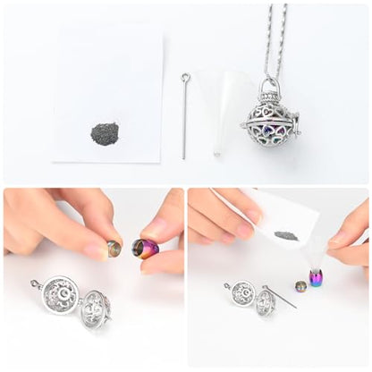 Yinplsmemory Cremation Jewelry Urn Necklace for Ashes with Mini Keepsake Jar - color: Silver&rainbow