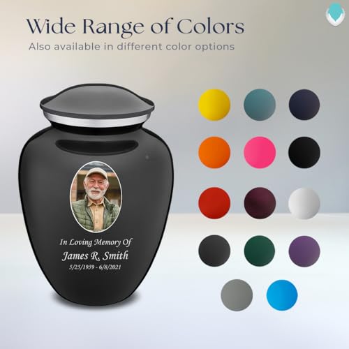 Geturns Embrace Adult Personalized Picture Cremation Urns for Human Ashes I Large Photo Charcoal Funeral Urn for Men and Women I 200 lbs - color: Carcoal Black