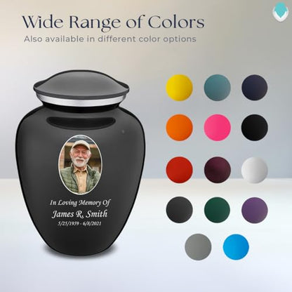 Geturns Embrace Adult Personalized Picture Cremation Urns for Human Ashes I Large Photo Charcoal Funeral Urn for Men and Women I 200 lbs - color: Carcoal Black