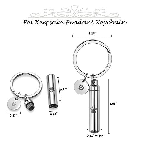 Personalized Master Free Engraving Custom Pet Dog Paw Cylinder Cremation Urn Keychain Keepsake Memorial Ashes Jewelry Silver - color: Silver(engraving)