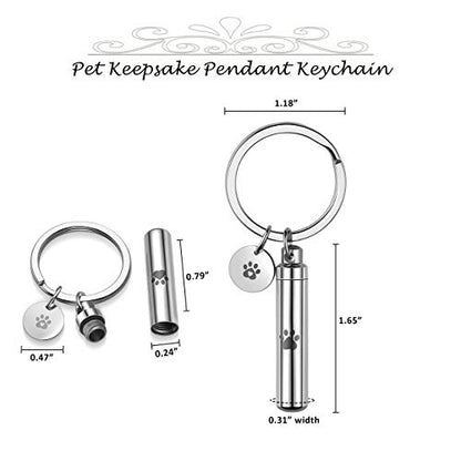 Personalized Master Free Engraving Custom Pet Dog Paw Cylinder Cremation Urn Keychain Keepsake Memorial Ashes Jewelry Silver - color: Silver(engraving)